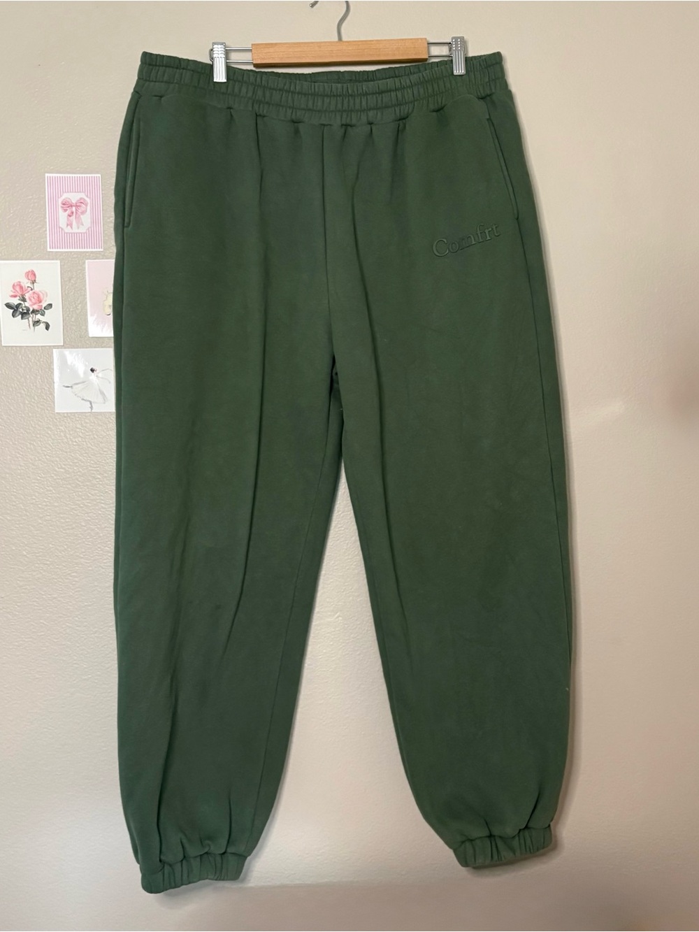 Comfrt comfort Dark Green Fleece Joggers plus size unisex Xl